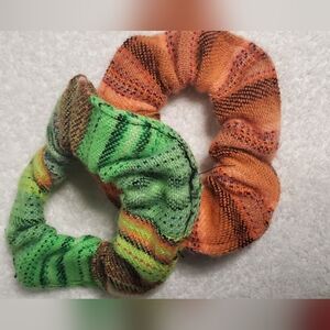 Peruvian manta hair bow,set of 2 scrunchies- -peruvian textils-hair accessory